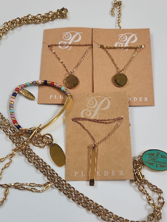 Plunder Jewelry - Plunder Gold Tone Layered Disc and Bar Necklace Set
